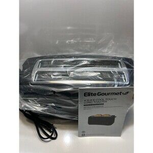 Elite Gourmet ECT4829B New 4 Slice Long Slot Cool Touch Toaster, Black